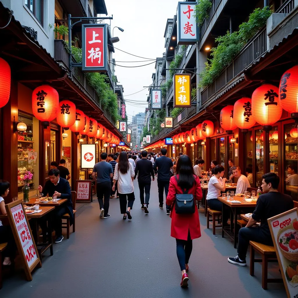 Japanese restaurants in Hanoi with lanterns and traditional decor