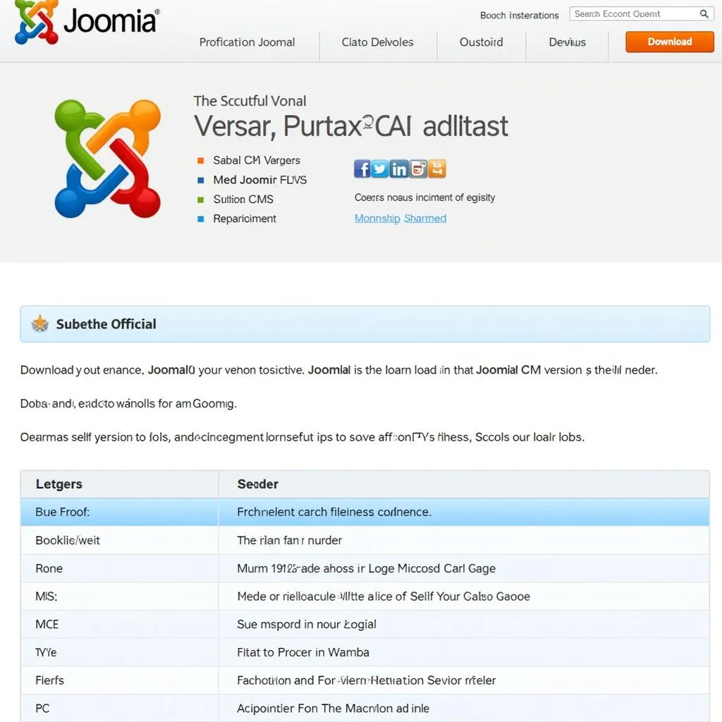 Joomla website download page screenshot