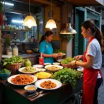 Khmer food stall in Hanoi Old Quarter