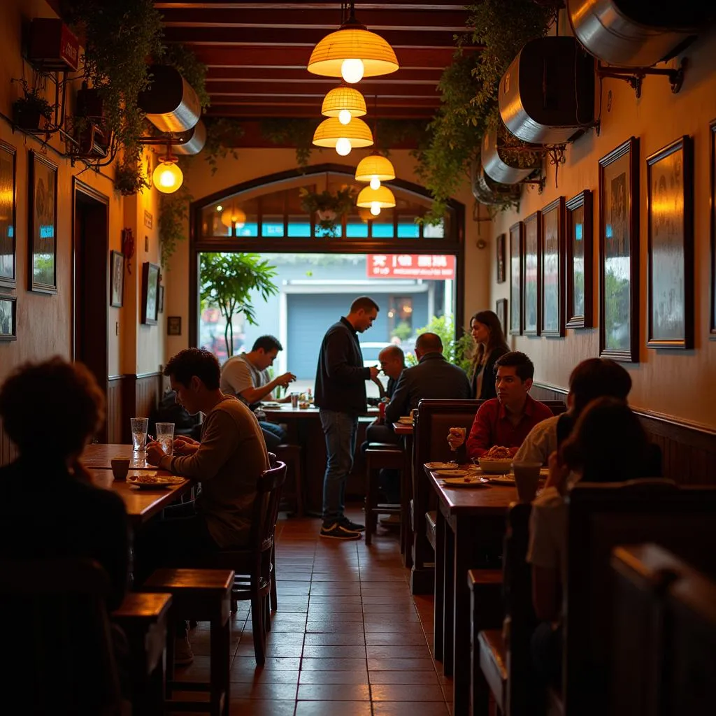 Interior of a local restaurant in Hanoi