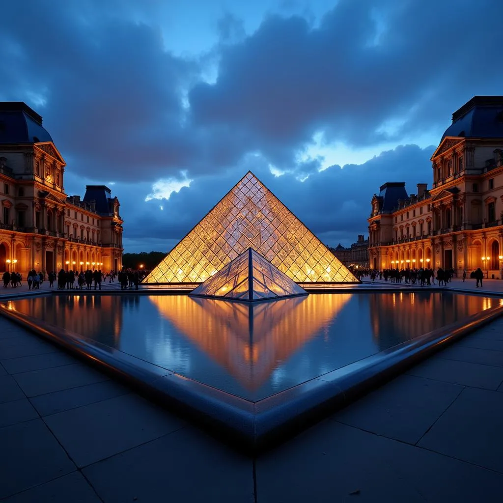 Louvre Museum with Glass Pyramid