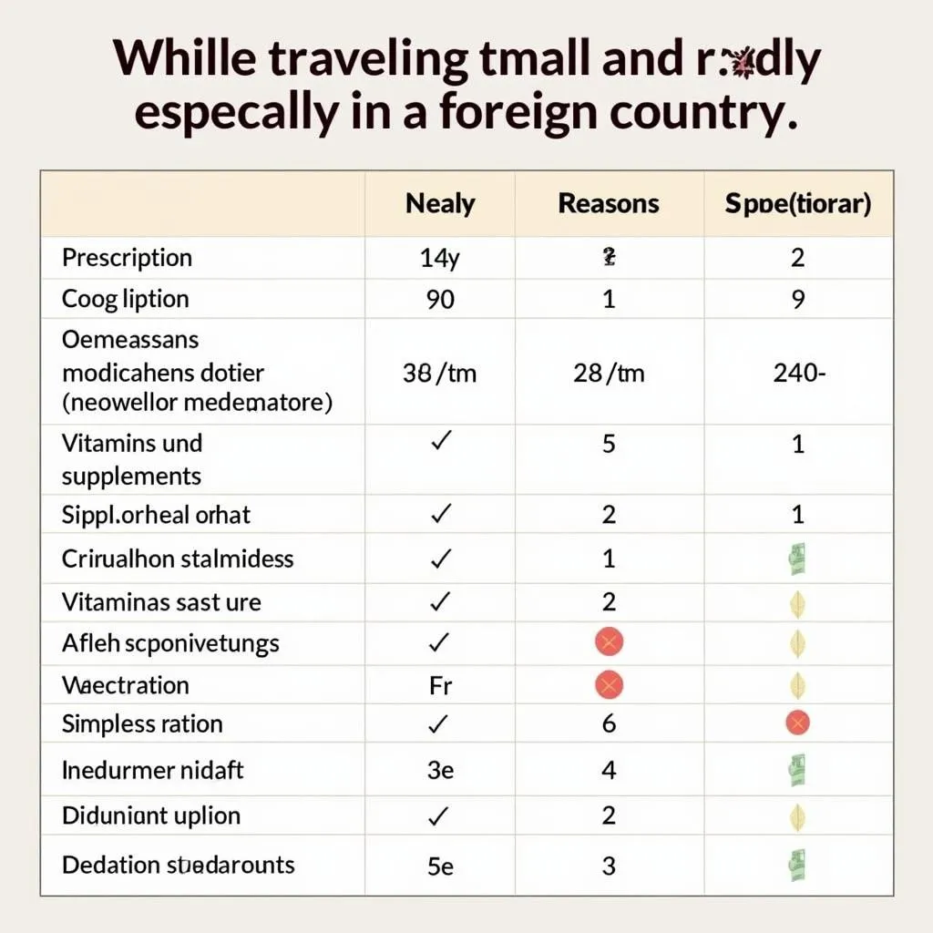 Essential medication list for travelers