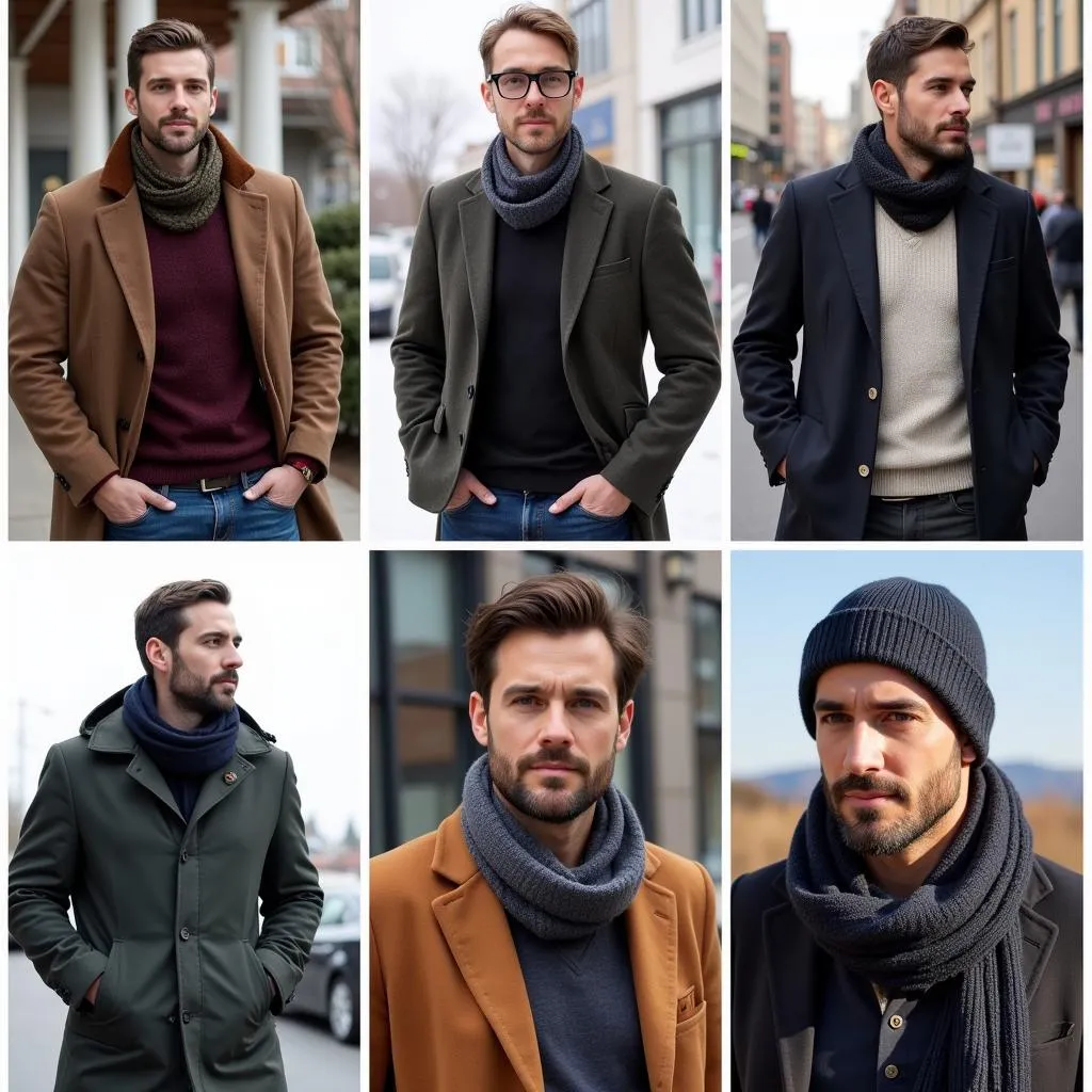 Men Wearing Cowl Neck Scarves