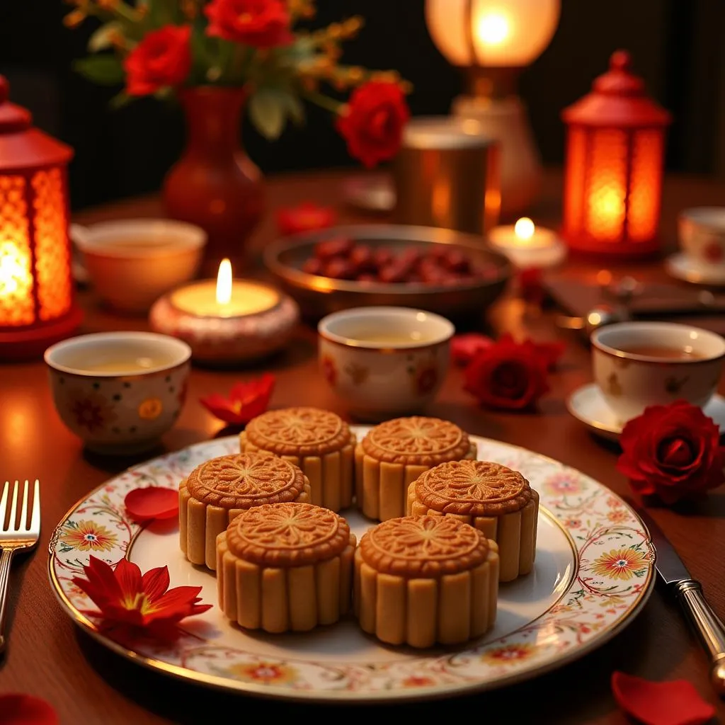 Mooncake and Tea Arrangement