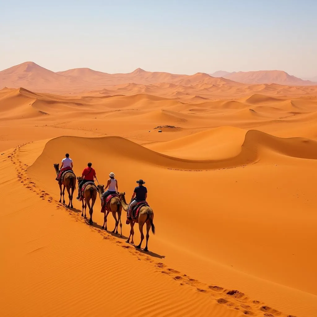 Camel trek in the Moroccan desert