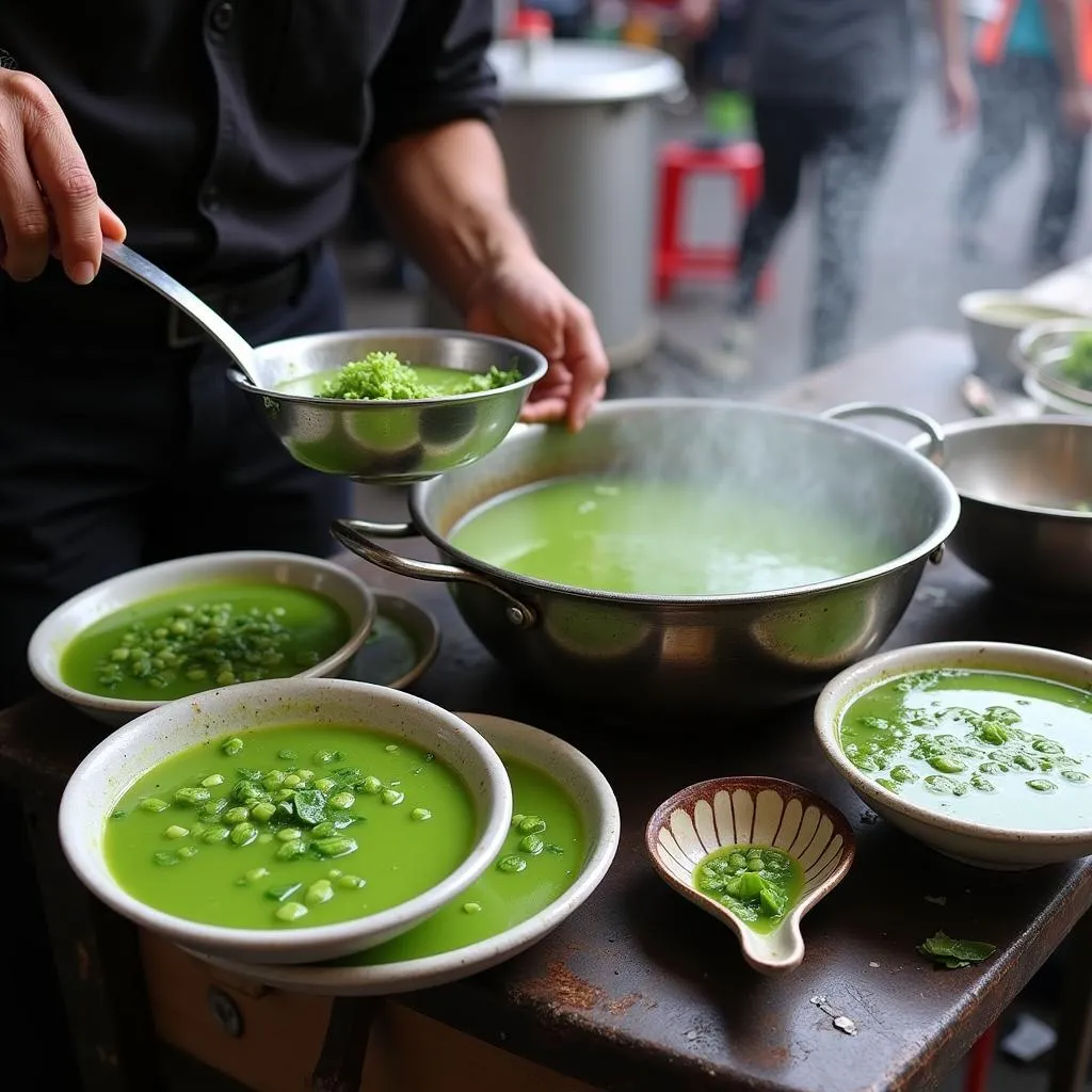 Delicious mung bean soup sold as street food in Hanoi