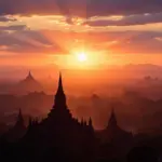 Myanmar Pagoda at Sunrise