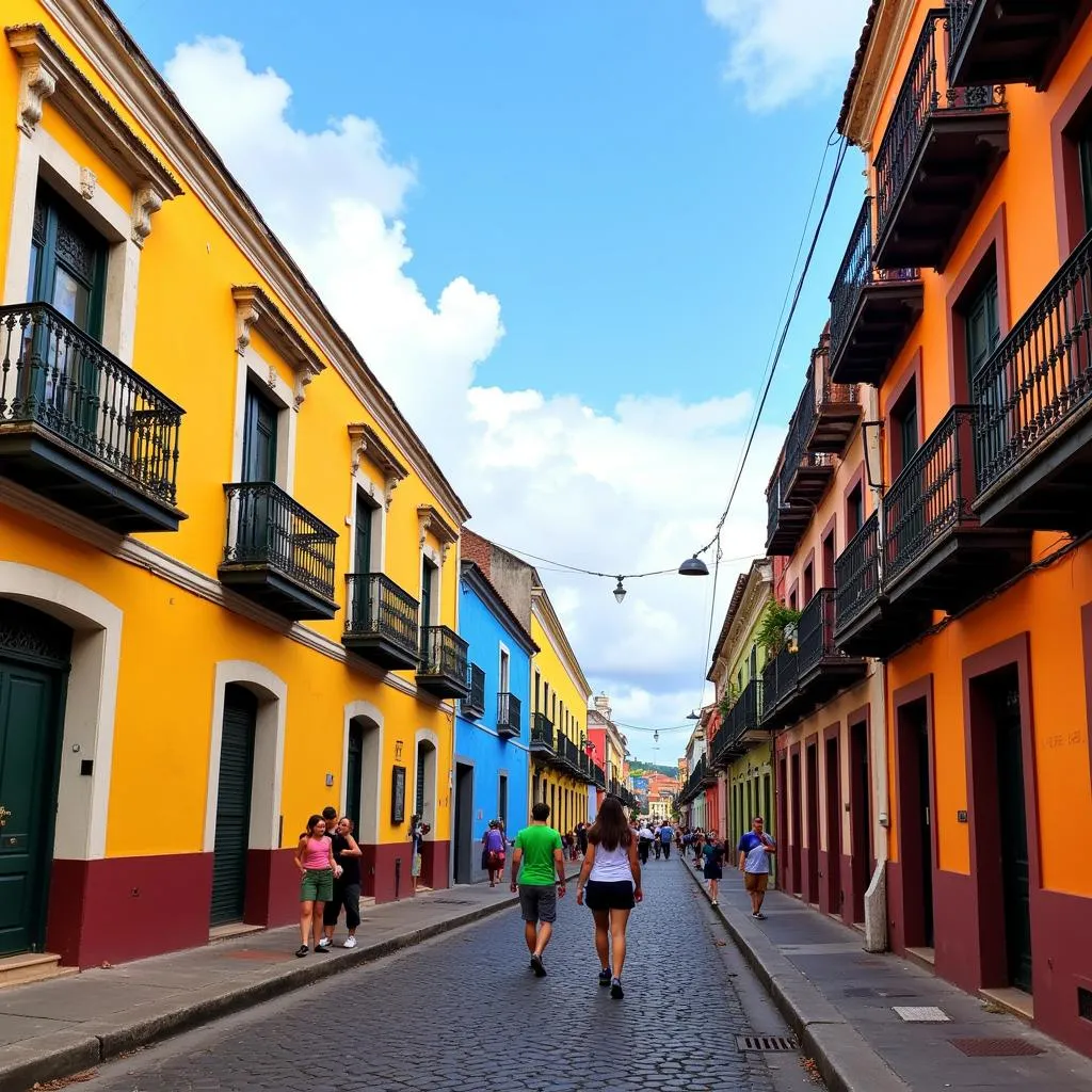 Colorful buildings on a street in Old San Juan