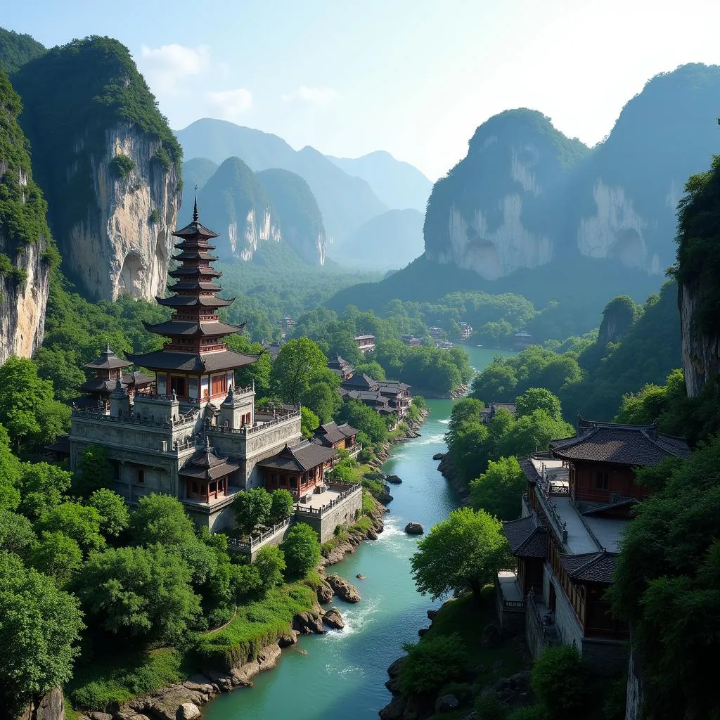 Scenic view of Perfume Pagoda