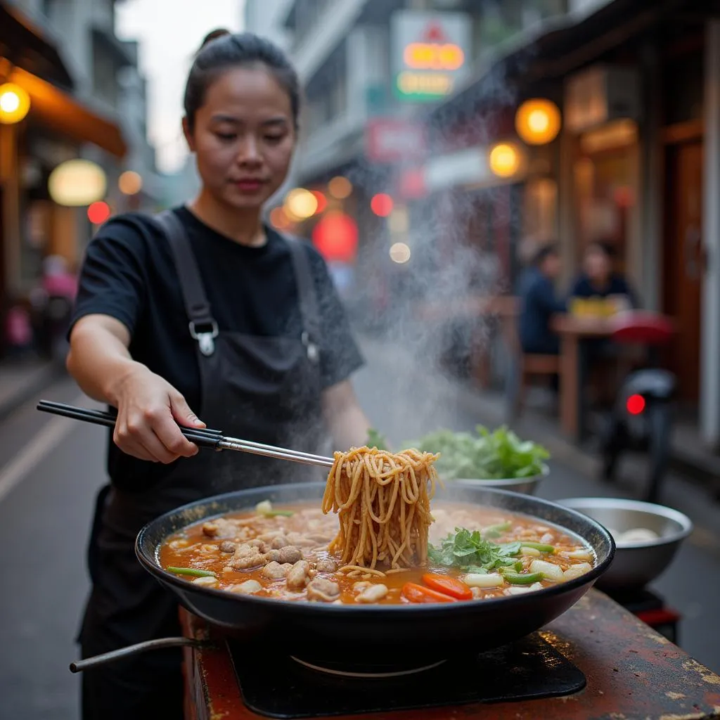 Pho Ga at a Hanoi Street Vendor