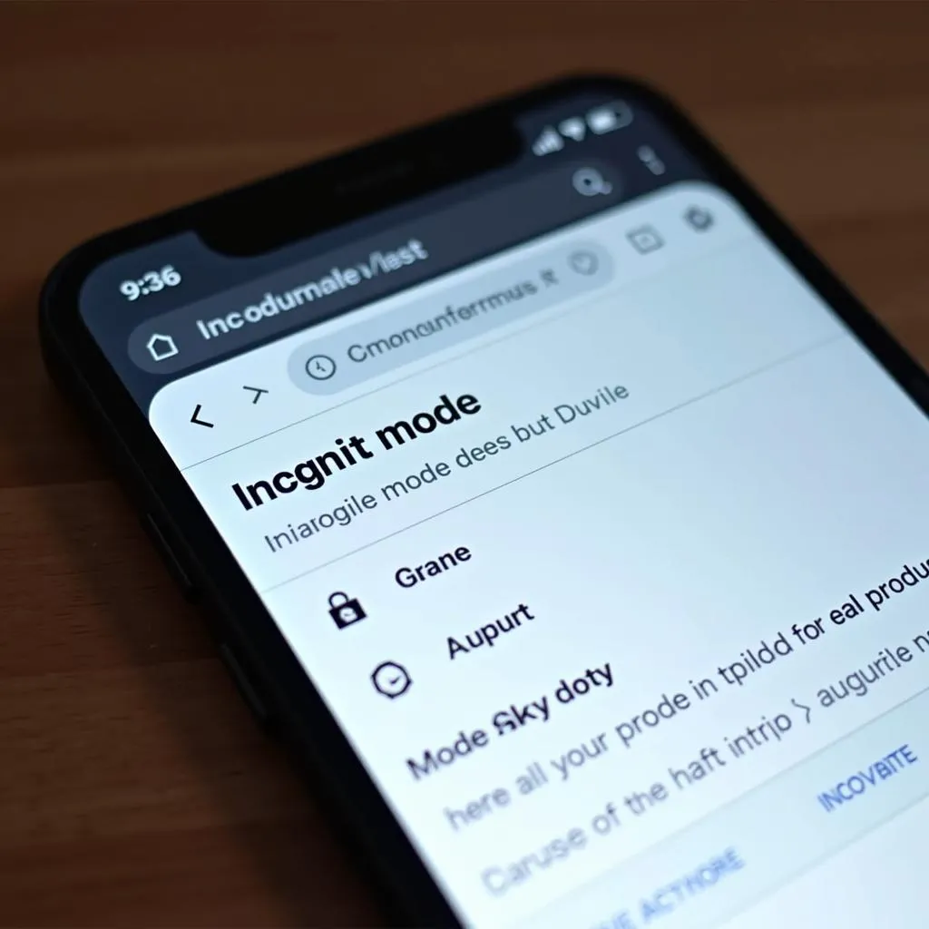 Phone Displaying Incognito Mode