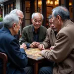 Local Hanoi Residents Playing Con Ếch