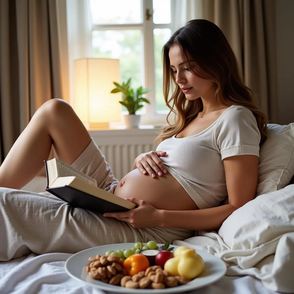 Relaxing with a Book and Healthy Snacks