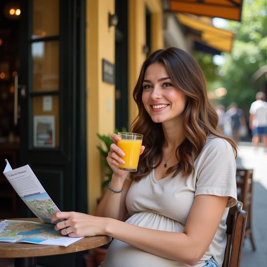 Pregnant Woman Reading Travel Guide