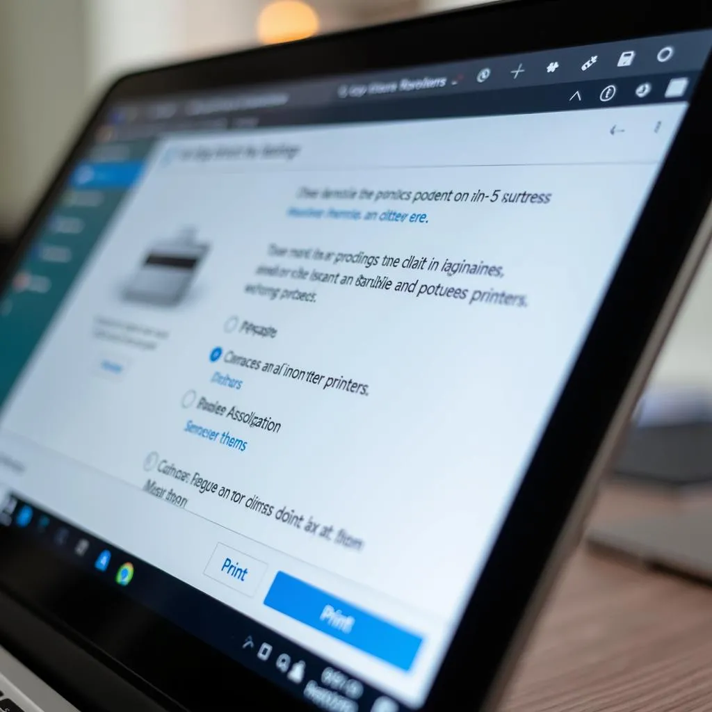 Adjusting printer settings on a laptop