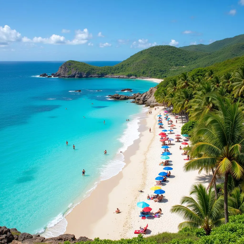 People relaxing on a beach in Puerto Rico