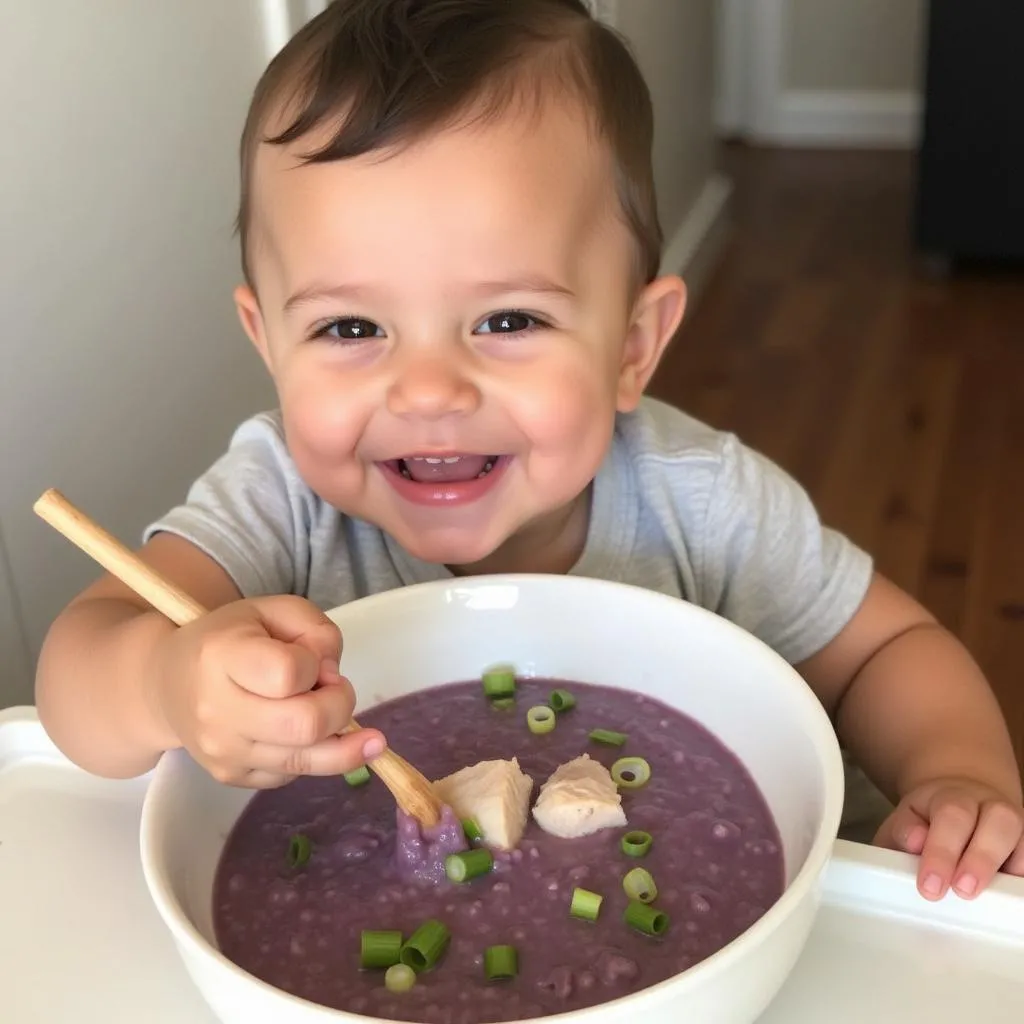 Purple sweet potato chicken porridge