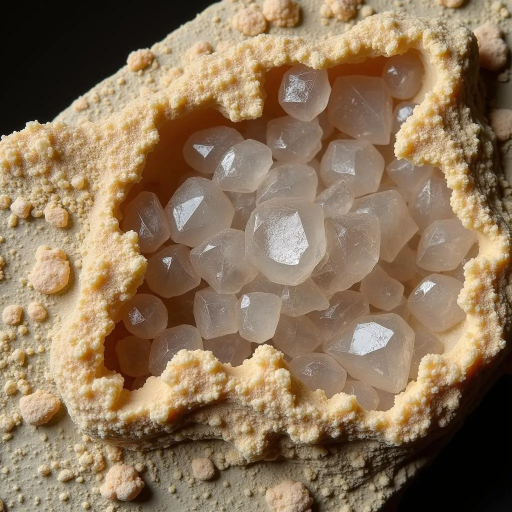 Quartz Crystals Embedded in Sedimentary Rocks