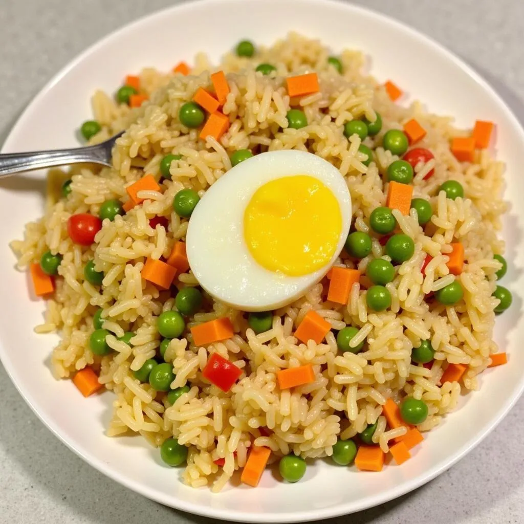 Quick egg fried rice lunch