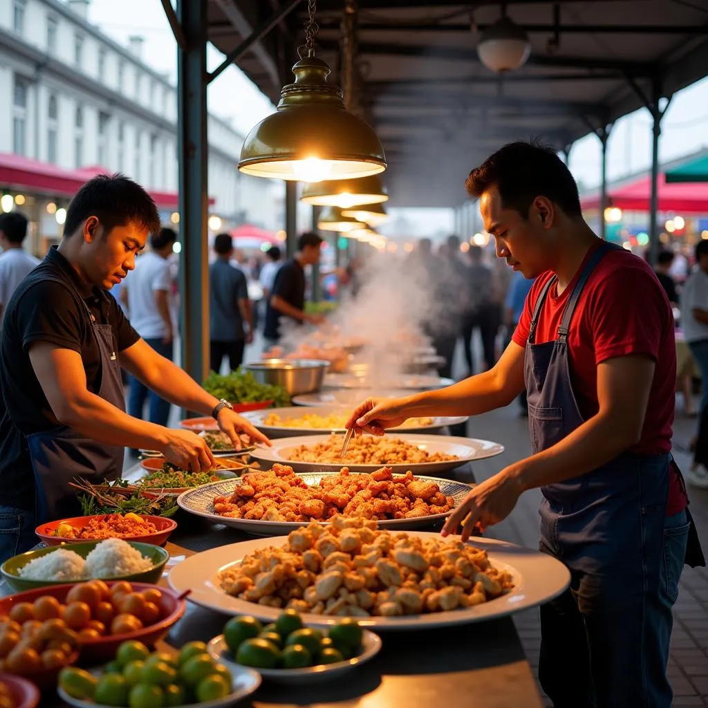 Bustling street food scene at Quy Nhon local market