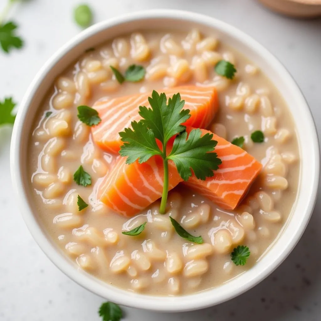 Salmon and brown rice porridge for babies