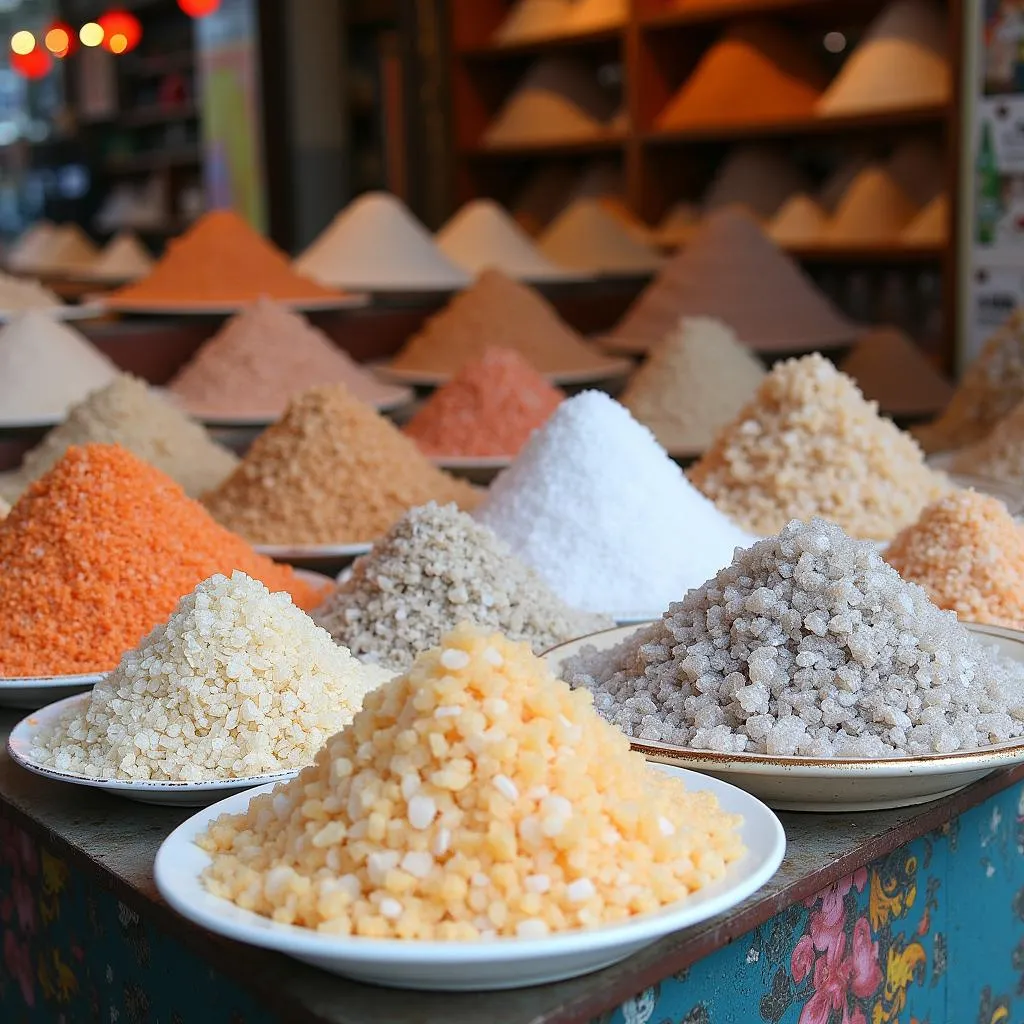 Sea salt for beauty in a traditional market in Hanoi, Vietnam