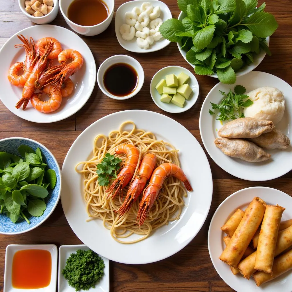 Ingredients for seafood bun cha