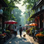 Hanoi street scene with locals