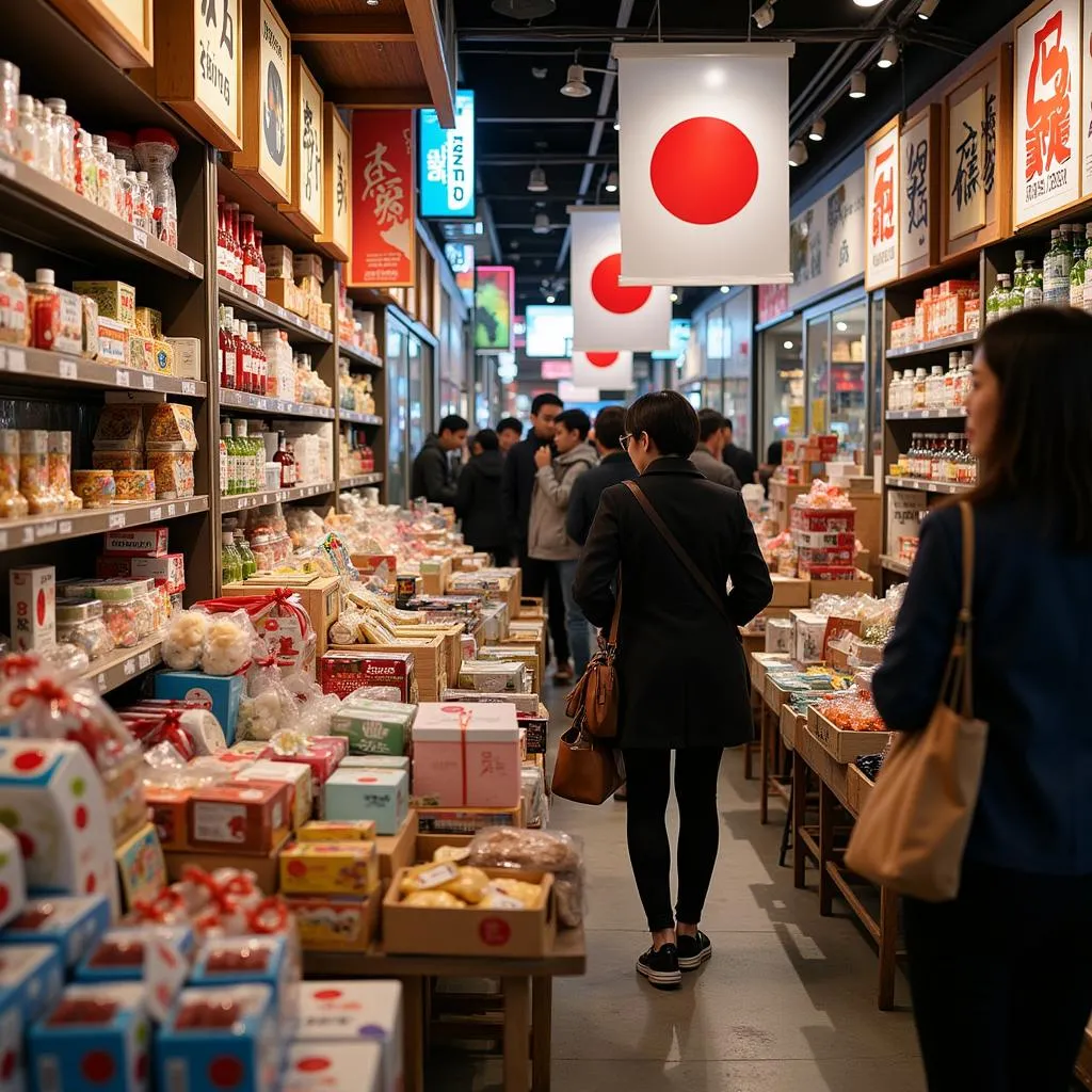 Shoppers browsing Japanese products in Hanoi