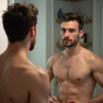 Skinny Guy Looking in Mirror