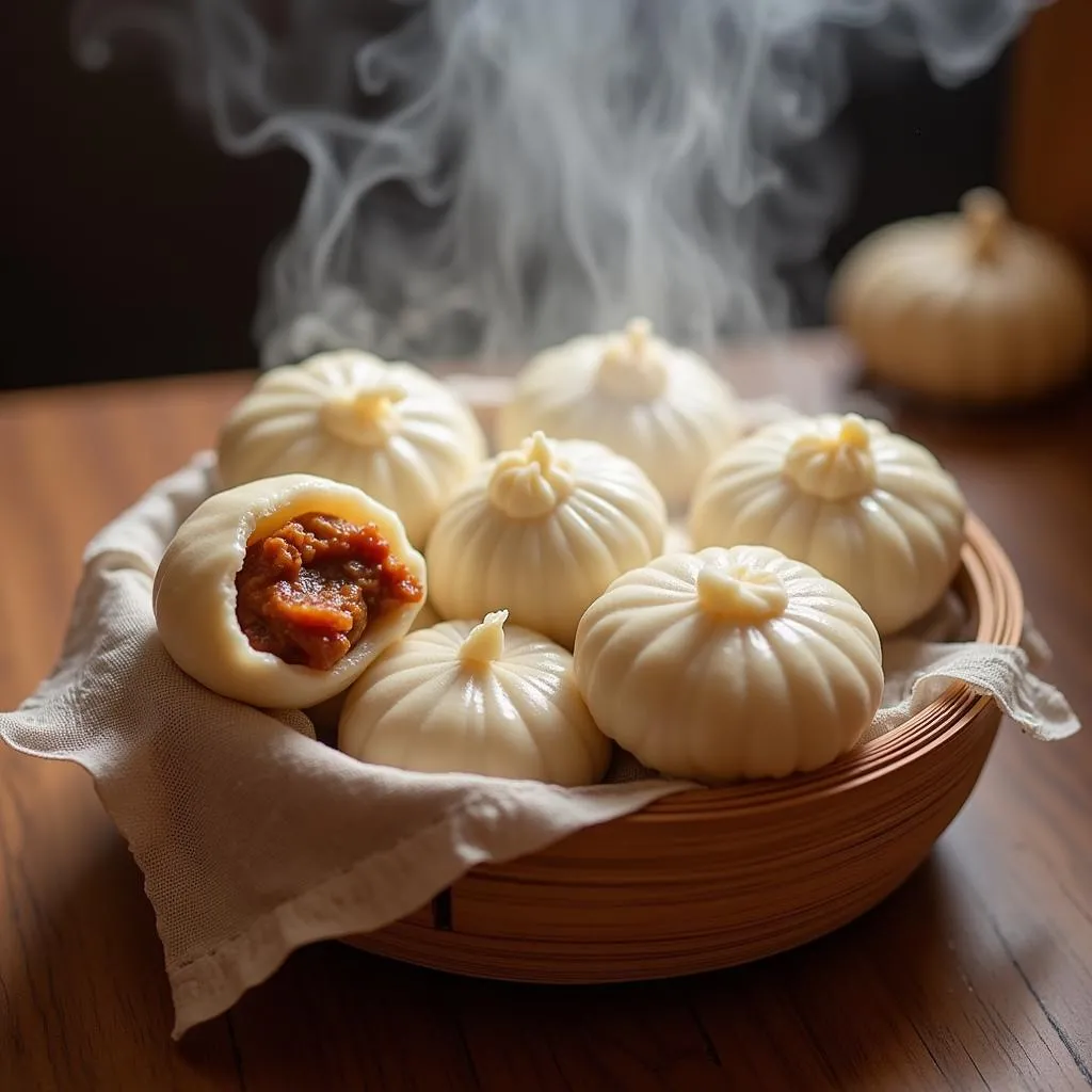 Steamed Banh Bao with Various Fillings