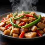 A plate of stir-fried pig ear with lemongrass and chili