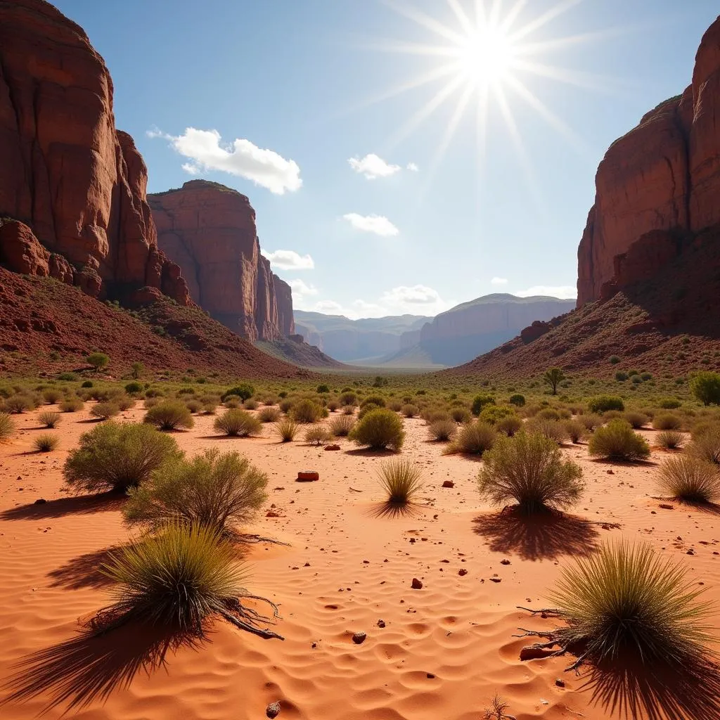 Subtropical desert landscape with mountains