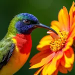 Sunbird feeding on flower