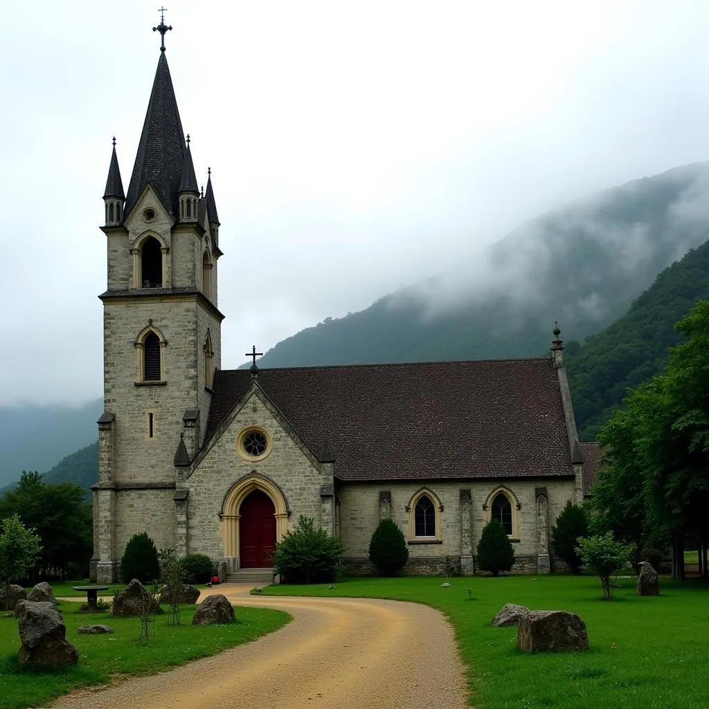 Tam Dao Stone Church in the Mist