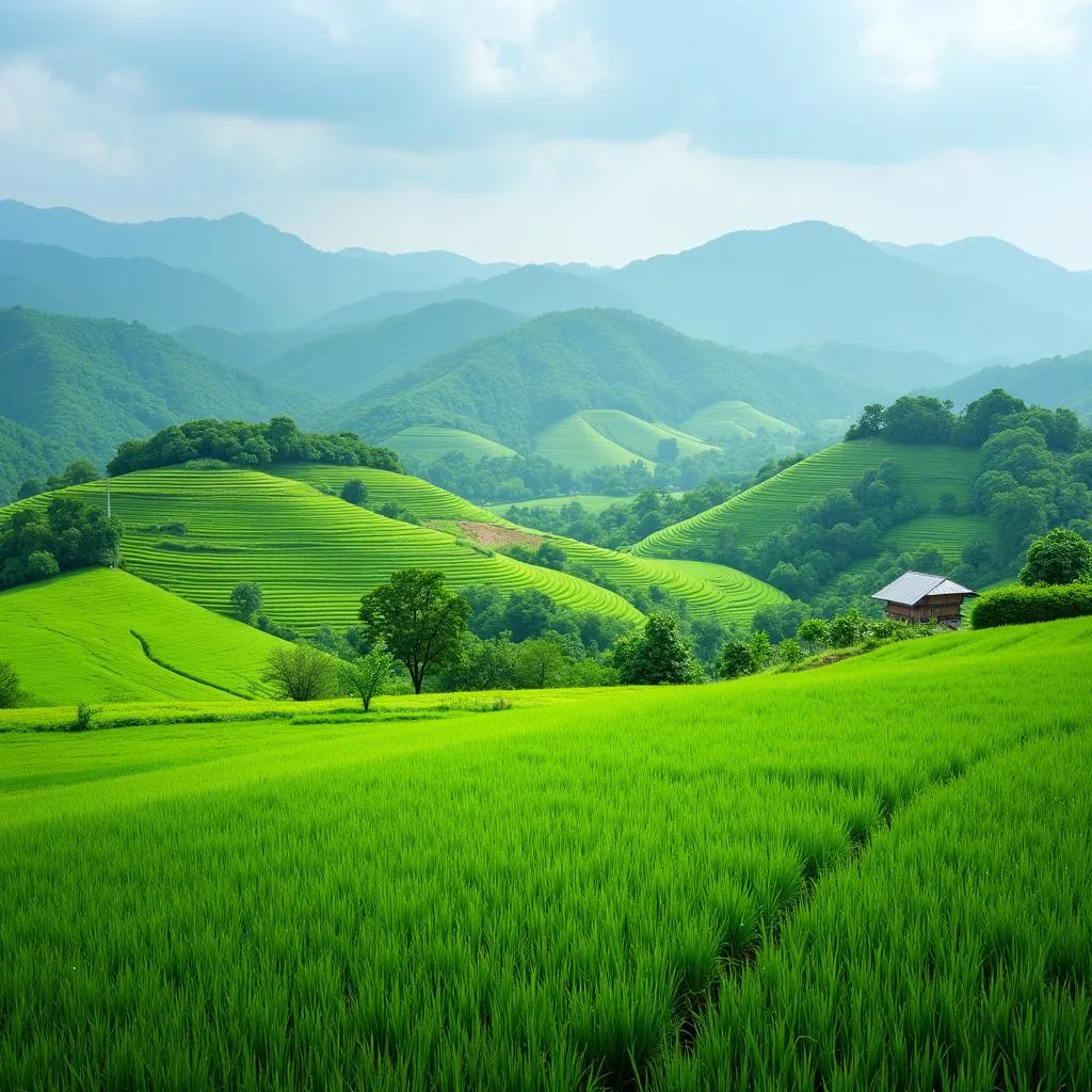 Scenic rice fields in Thai Binh, Vietnam