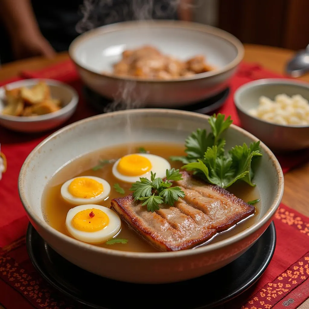 Thịt Kho Hột Vịt on a Tet Dinner Table