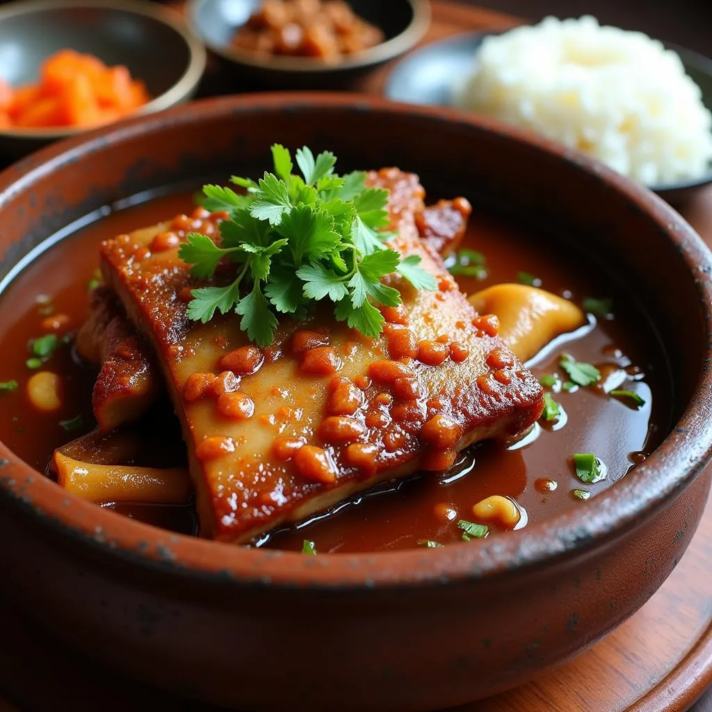  Vietnamese Thit Kho Tau, braised pork belly in clay pot