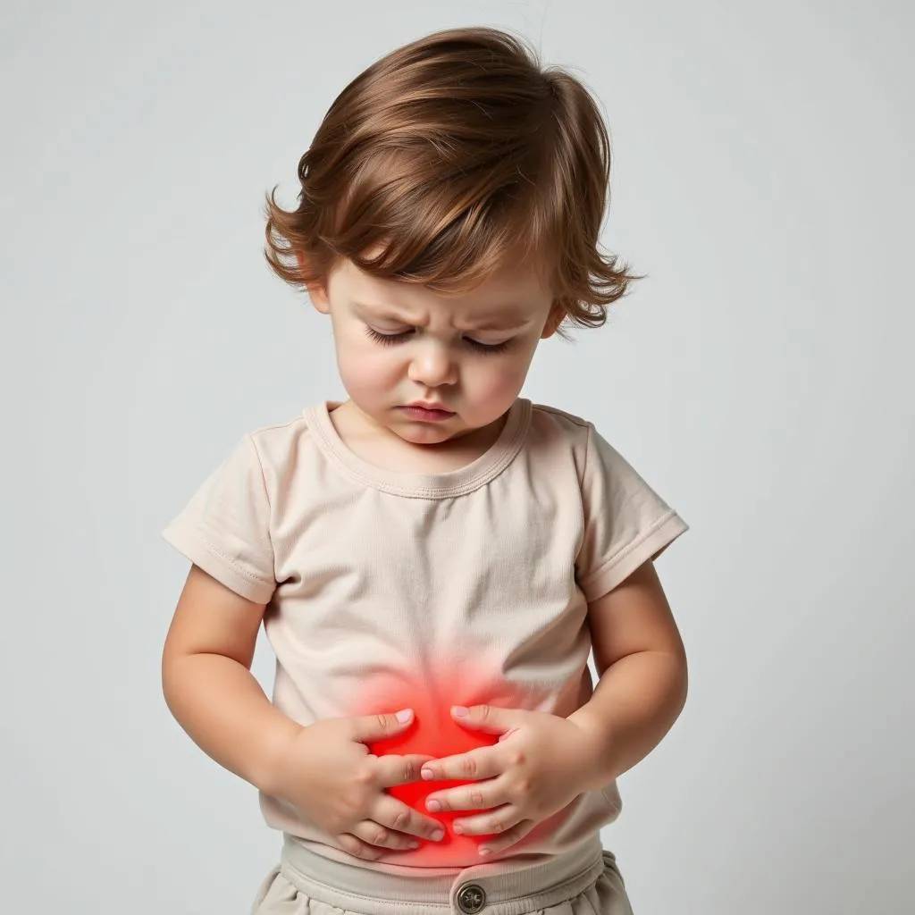 Toddler Holding Stomach in Pain