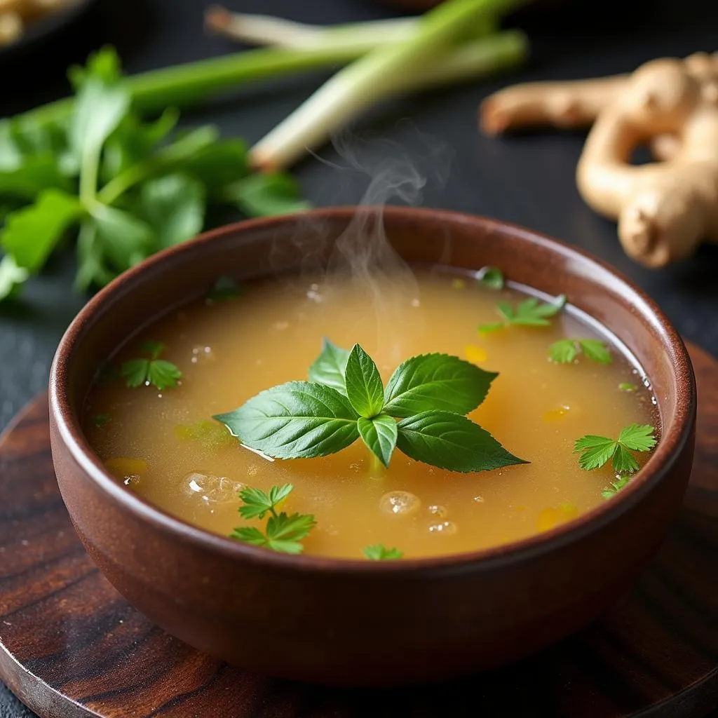 Traditional Vietnamese Bone Broth with Herbs