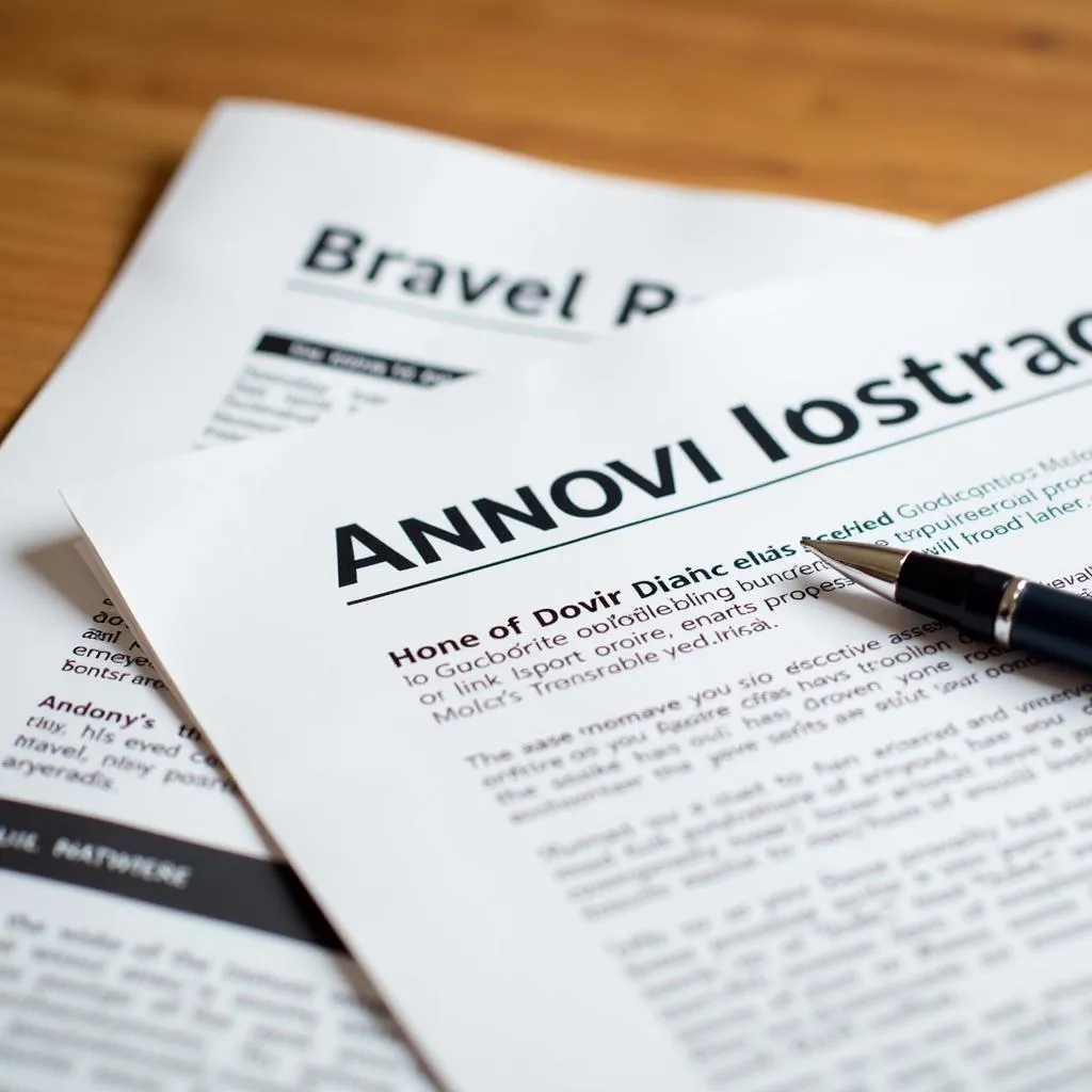 Travel insurance documents on a table