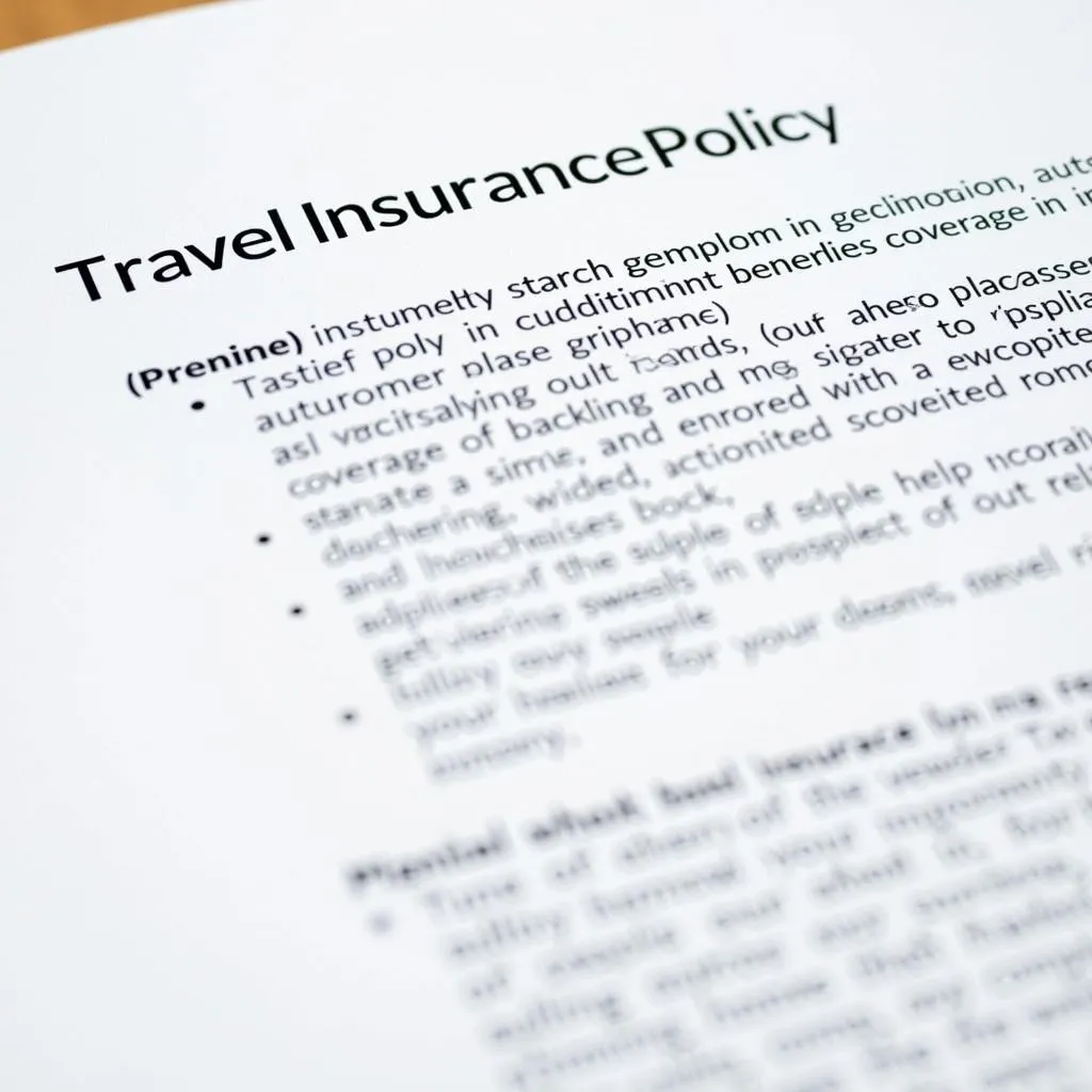 Travel insurance policy documents