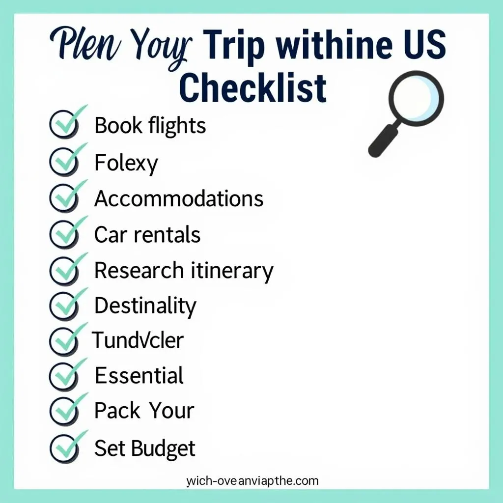 Checklist for planning US travel