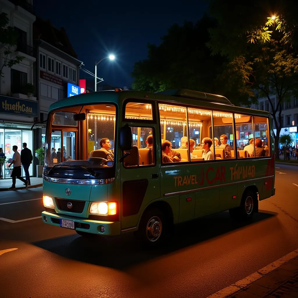 TRAVELCAR 16-seater vehicle on a Hanoi night tour