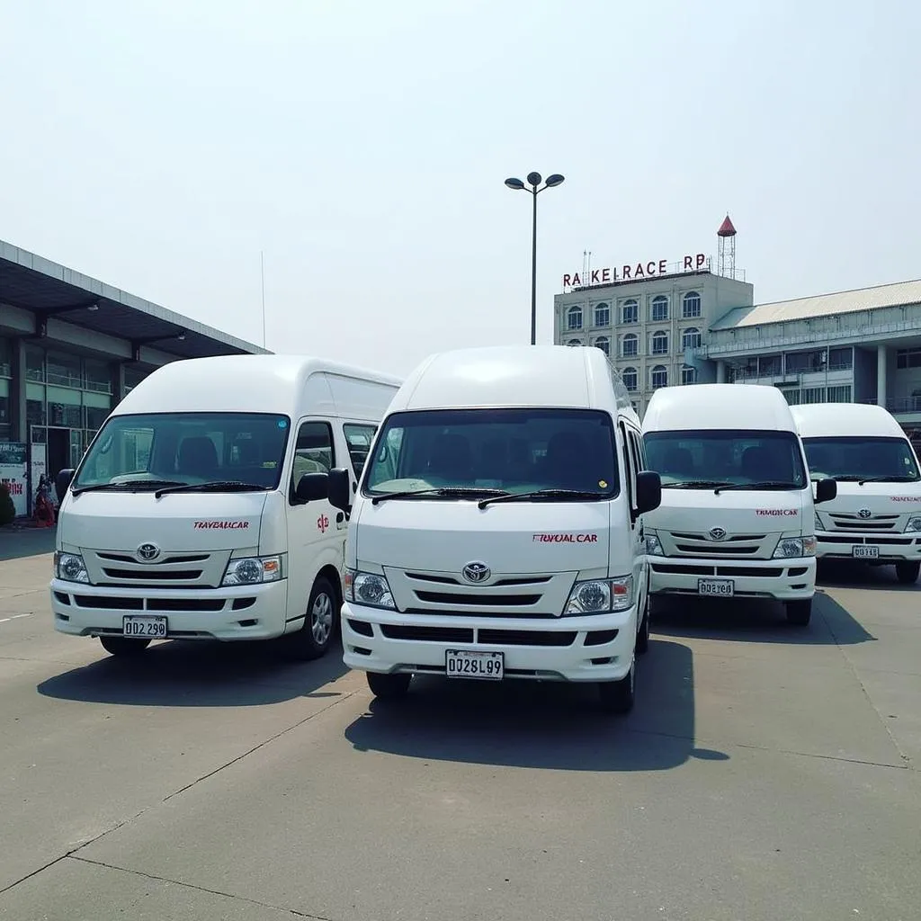 TRAVELCAR fleet of modern vehicles parked at Hanoi airport