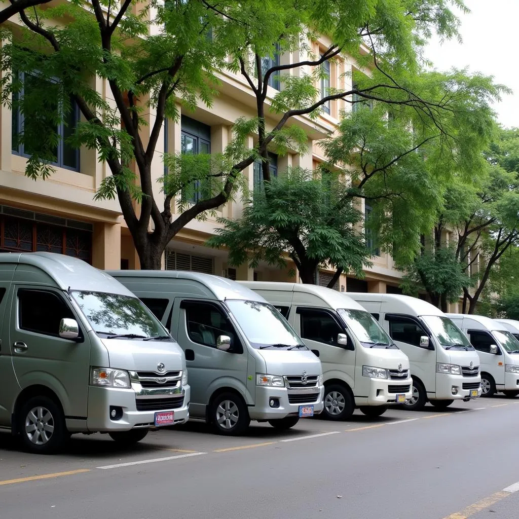 TRAVELCAR's fleet parked on a Hanoi street