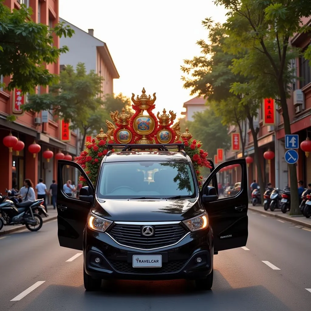 TRAVELCAR vehicles navigating through the streets of Hanoi