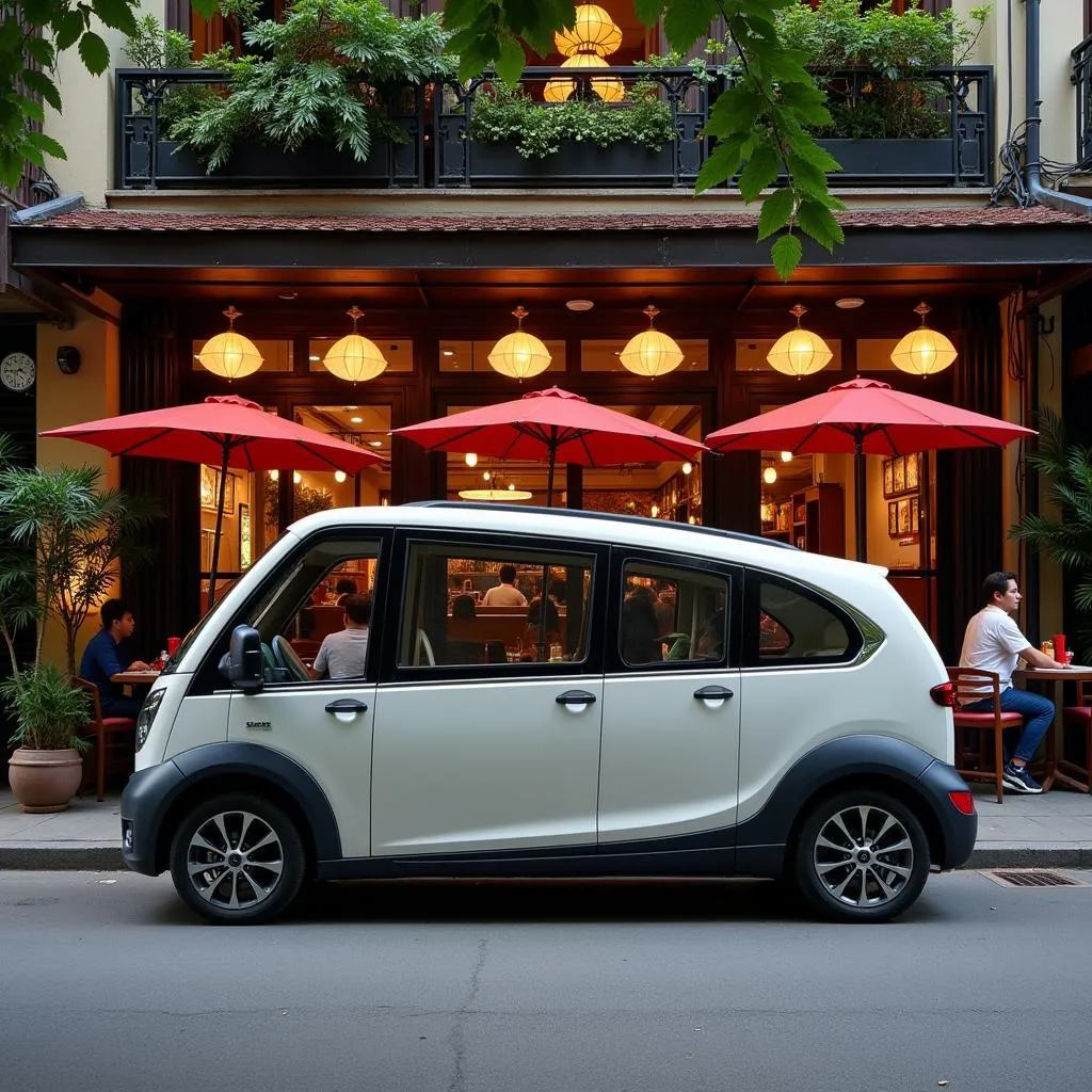 TRAVELCAR Vehicle Parked in Front of a Hanoi Restaurant