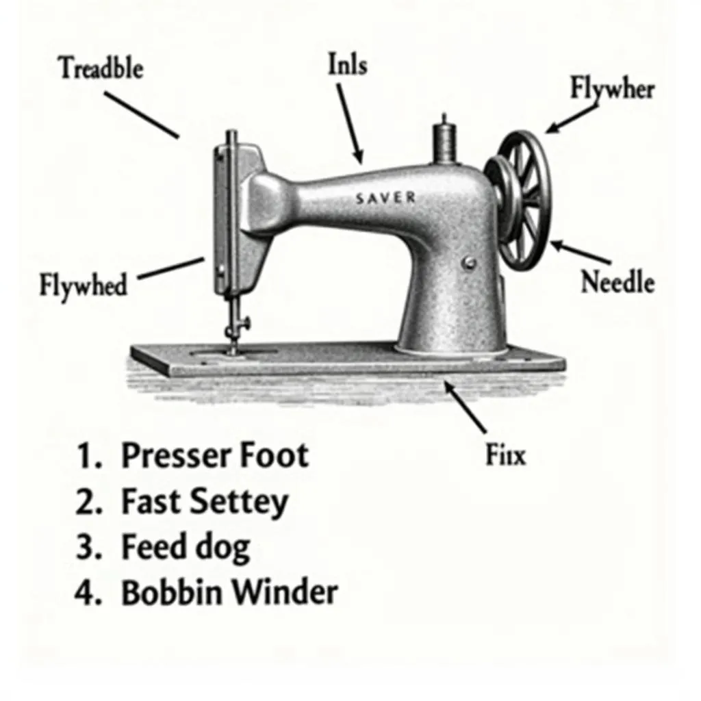 Treadle sewing machine parts diagram