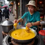 Turmeric ginger tea street vendor in Hanoi Old Quarter